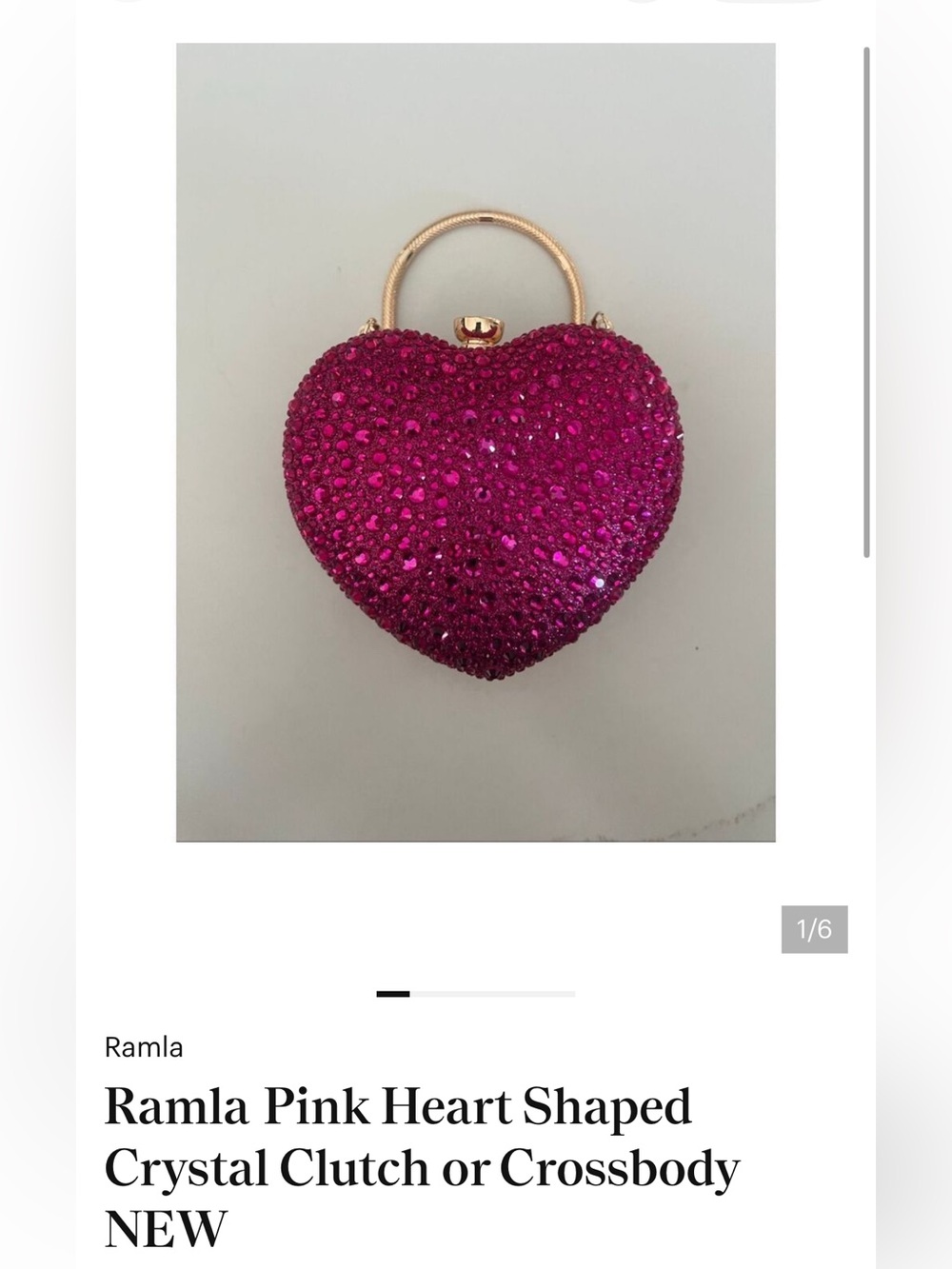 Ramla Pink Heart-Shaped Crystal Clutch